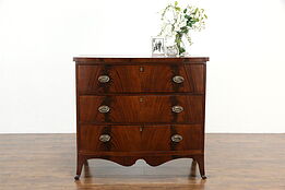 Hepplewhite Antique 1820 Mahogany Bowfront Linen Chest or Dresser #35035
