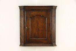 Georgian Antique 1780 English Oak Hanging Corner Cupboard or Cabinet #34826