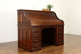 Oak Antique S Shape Roll Top Office Desk, Northwestern of Milwaukee #36406