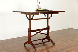 Drafting or Artist Desk, Vintage Drawing or Wine Table, Kitchen Island #36612