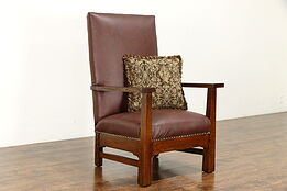 Arts & Crafts Mission Oak Antique Large Craftsman Lodge or Hall Chair #36753