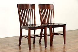 Pair of Antique Birch Dining, Side or Office Desk Chairs #34116