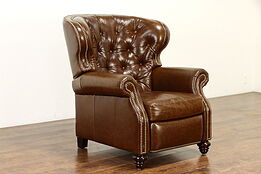 Chesterfield Leather Vintage Wing Chair Recliner, Comfort Design #36666