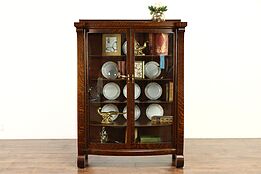 Oak Quarter Sawn Antique Curved Glass China Display Cabinet #36669