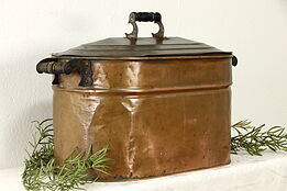 Copper Farmhouse Antique Wash Boiler, Fireplace Hearth Kindling Holder #36820