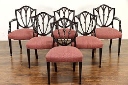 Set of 6 Traditional Georgian Mahogany Shield Back Antique Dining Chairs #36217