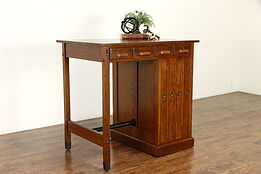 Oak Antique Architect Artist Drafting Table, Kitchen Counter Wine Island #36638