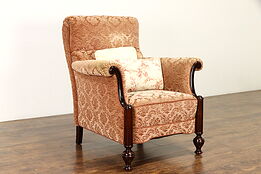 Cut Velvet Scandinavian 1930's Vintage Mahogany 40" Tall Chair #36998
