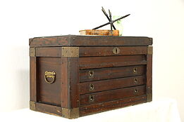 Farmhouse Country Pine Antique Tool or Collector Chest, Coffee Table #37082