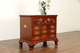 Georgian Chippendale Block Front Cherry Vintage Chest, Carved Shells #35473