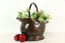 Copper Antique Hand Hammered Farmhouse Fireplace Coal Hod or Scuttle #37239