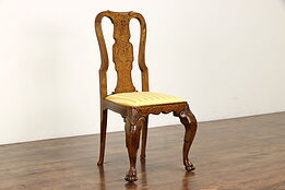 Antique 1820 Dutch Marquetry Desk, Vanity or Dining Chair #37256