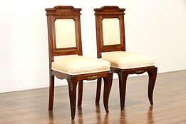 French Antique Mahogany & Cherry Pair of Chairs, Bronze Mounts #37300