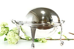 Victorian Antique English Silverplate Oval Dome Top Server & Liners #34829