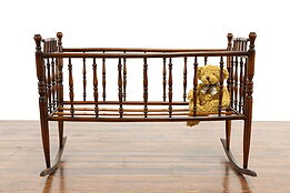 Victorian Antique 1875  Farmhouse Rocking Baby Cradle or Bed #36941