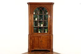 Victorian Cherry Farmhouse Antique Corner Cabinet, Cupboard, Gothic Grill #37110