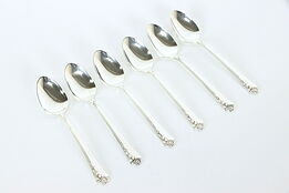 Sterling Silver Heirloom Damask Rose Set of 6 Demitasse Coffee Spoons 4" #37197
