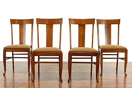 Set of 4 Arts & Crafts Mission Oak Antique Craftsman Dining / Game Chairs #37400