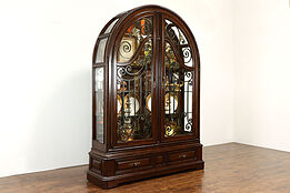 Monumental 102" China Display or Curio Cabinet, Iron Grills, Marge Carson #37614