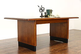 Art Deco Midcentury Modern Oak Office or Library Table, Writing Desk #34101