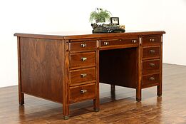 Walnut Vintage Office or Library Desk, File Drawer, Shelves, Myrtle #37296