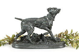 Hunting Dog Antique Metal Sculpture Signed Nich Mieller & Sons  #37408