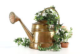 Solid Copper Vintage Farmhouse Watering Can, Brass Handle #37700