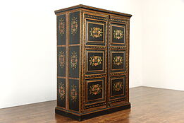 Hand Painted Lacquer Chinese Antique Armoire Wardrobe Cabinet #37204