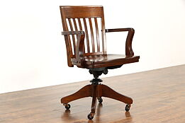 Craftsman Antique Quarter Sawn Oak Adjustable Swivel Office Desk Chair #37287