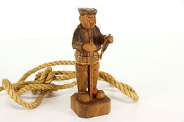 Italian Hand Carved Olivewood Fisherman Sculpture, Frangini of Florence #37409