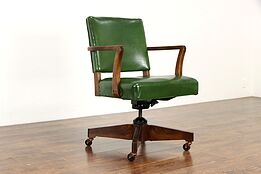Midcentury Modern Birch Office Swivel Adjustable Vintage Desk Chair #37838