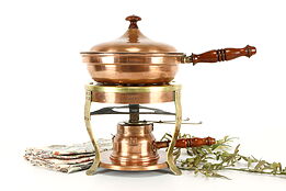 Copper Vintage Rachaud Chafing Dish & Burner, Bazar Francais, NY #37676