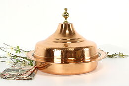 Copper Hand Hammered Farmhouse Large Serving Bowl & Cover or Centerpiece #38104