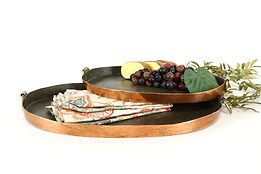 Pair of Vintage Farmhouse Copper Oval Roasting Pans or Charcuterie Trays #38167