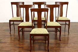 Set of 6 Craftsman Oak Antique Farmhouse Dining Chairs, Murphey 1916 #37152