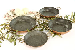 Set of 4 Vintage French Farmhouse Copper Pans or Dishes, Bazar Francais #38169