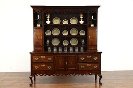 Oak Antique Welsh Dresser or Pewter Cupboard, Mahogany Banding Marquetry #35817