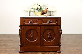 Walnut Victorian Antique Small Chest, Nightstand or Commode, Marble Top #36280