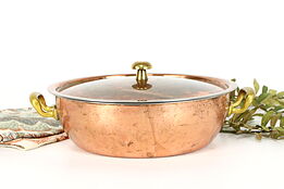 Copper Vintage Farmhouse Swiss Vintage Copper Pot or Kettle, Lid, Culinox #38095