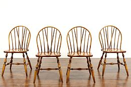 Set of 4 Birch Farmhouse Windsor Vintage Dining or Game Chairs, Curtis #38320