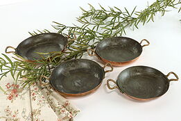 Set of 4 Farmhouse Copper Vintage Individual Baking Pans, Bazar Francais #38168
