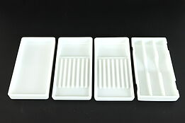 Antique Milk Glass 4 Dental Trays, American, Two Rivers WI  #38217