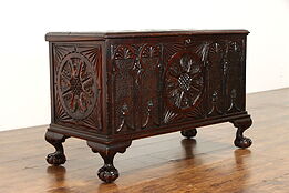 Irish Celtic Gothic Carved Antique Pine Blanket Trunk or Marriage Chest #38433