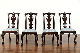 Set of 4 Vintage Georgian Design Dining or Game Table Chairs, Century #38353