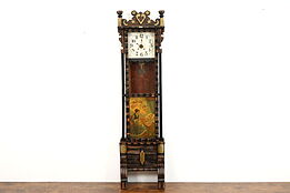 Farmhouse Folk Art Antique Pine Tall Case Grandmother Clock, Lynch 1921 #37608