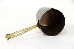 Farmhouse Antique Copper Measure Sauce Pitcher With Brass Handle #39316