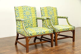 Pair of Large Traditional Mahogany Library Chairs, Kittinger of NY, 1973 #31437
