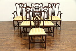 Set of 6 Mahogany Vintage Dining Chairs, New Fabric, Pennsylvania House #32367