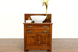 Victorian Antique Maple & Birch Washstand, Commode or Small Dresser #36509