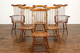 Set of 6 Vintage Farmhouse Windsor Dining Chairs, Logatec #37835